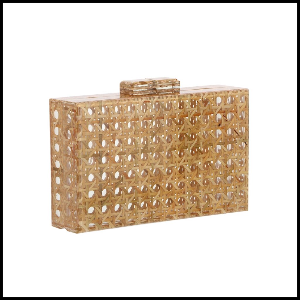 Rattan Woven Clutch Purse Evening Bag Adjustable Strap Beach Tote Handbag
